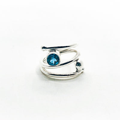 Sterling Bypass Ring with London Blue Topaz