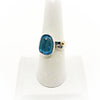 Sterling & 14k Square Ring with Rose Cut Blue Topaz and Diamond