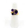 Sterling, 24k, and 14k Crotch Hugger Ring with Amethyst