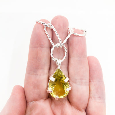Sterling Biggie Teardrop Citrine Necklace