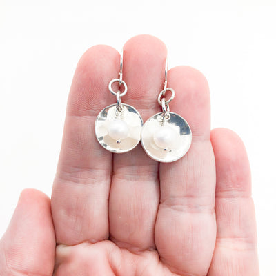 Sterling BP Oyster Earrings with White Pearl