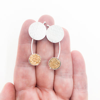 Comet Earrings with Gold Druzy