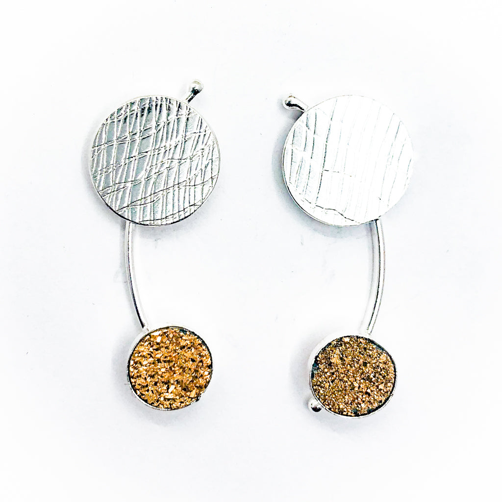 Comet Earrings with Gold Druzy