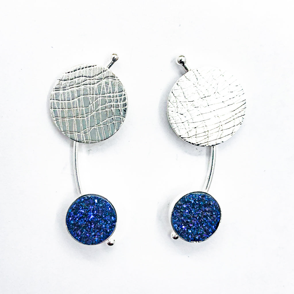 Comet Earrings with Royal Blue Druzy
