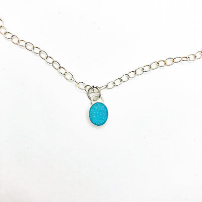 Sterling Aqua Blue Druzy Necklace