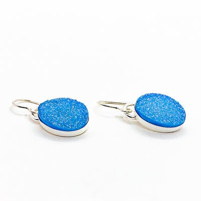 Sterling Aqua Blue Druzy Earrings