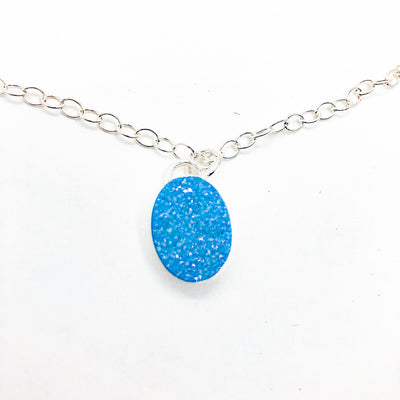 Sterling Aqua Blue Druzy Necklace