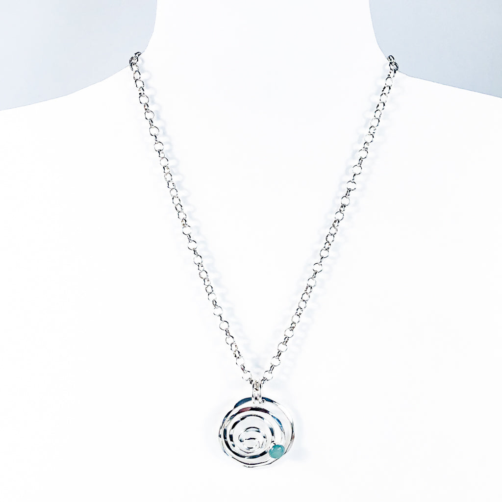 Spiral Necklace with Aquamarine