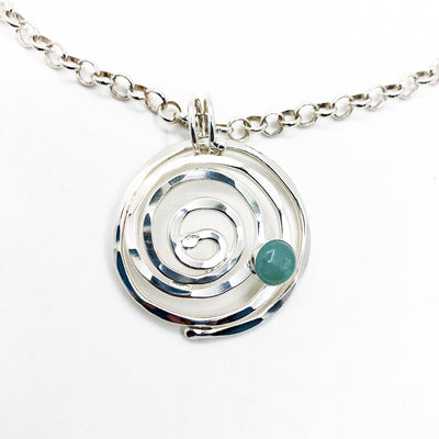 Spiral Necklace with Aquamarine