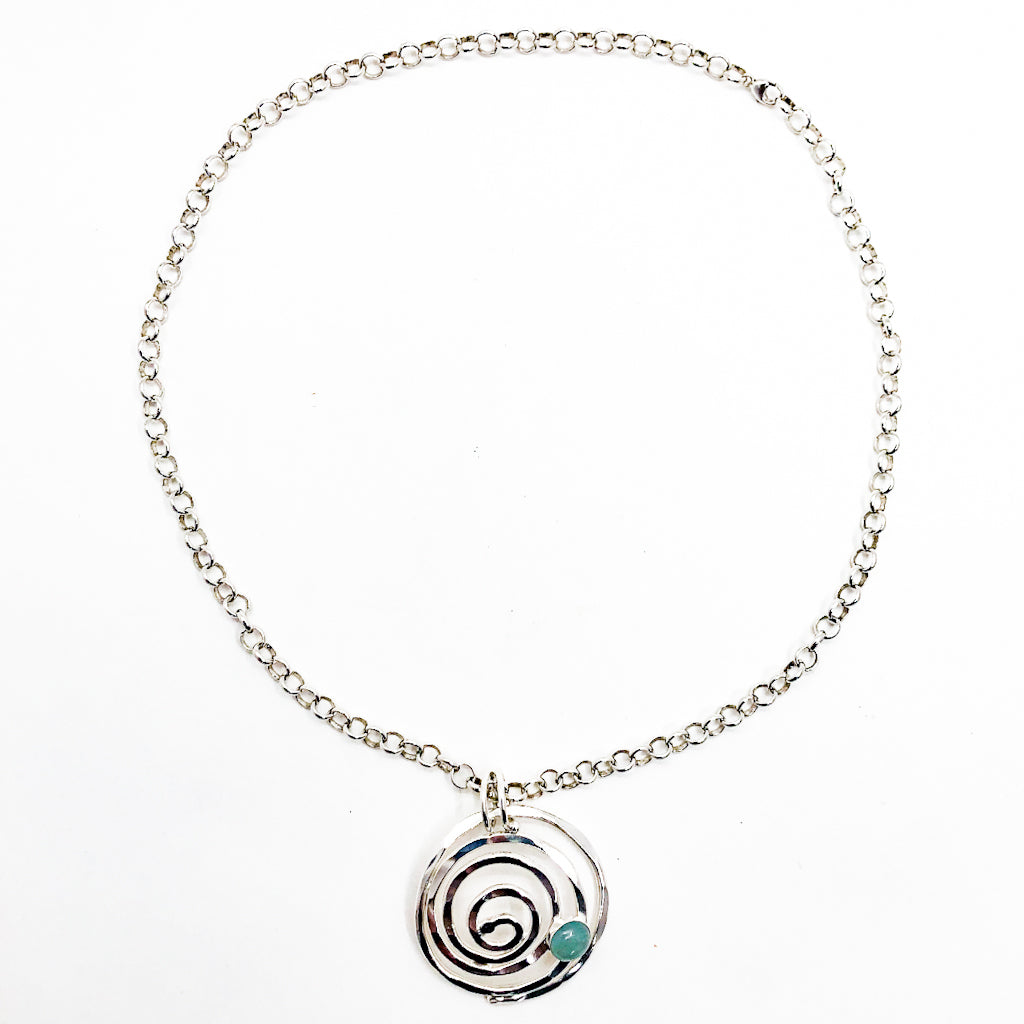Spiral Necklace with Aquamarine