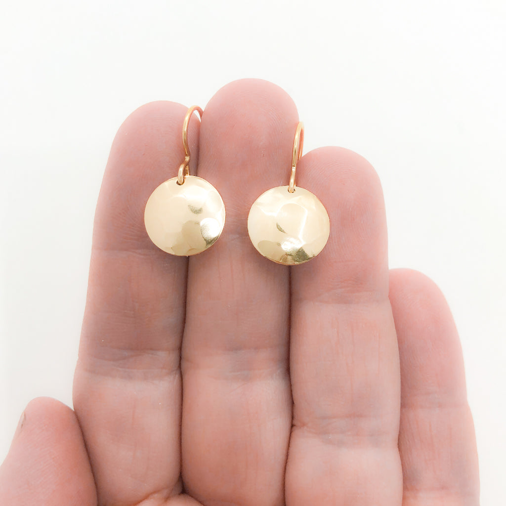 Small Hammered Dome Disc Earrings