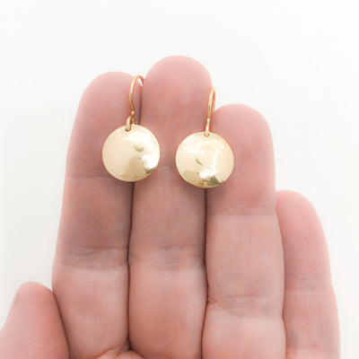 Small Hammered Dome Disc Earrings
