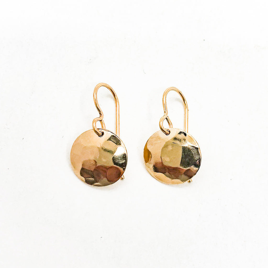 Small Hammered Dome Disc Earrings