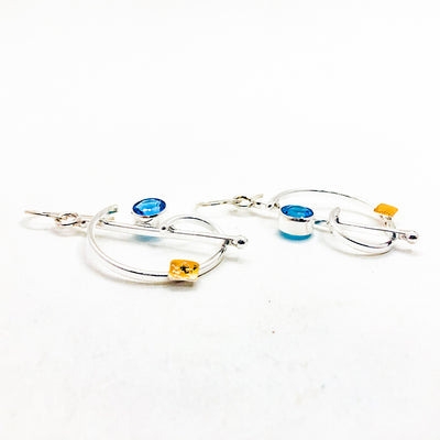 Slightly Clef Earrings with Swiss Blue Topaz