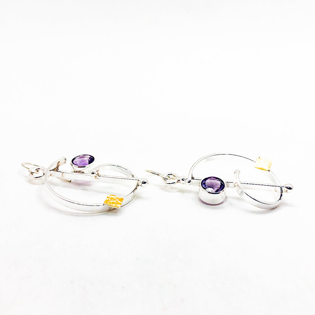 Slightly Clef Earrings with Amethyst