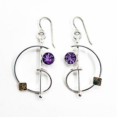 Slightly Clef Earrings with Amethyst