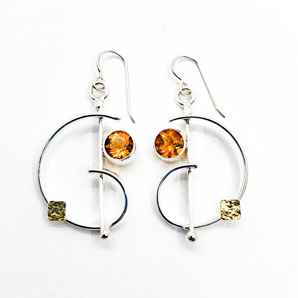 Slightly Clef Earrings with Citrine