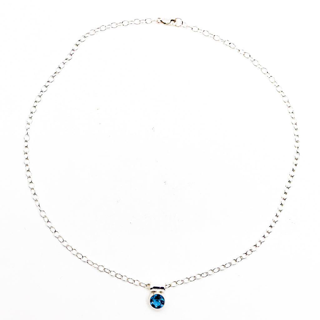 Sterling Swiss Blue Topaz Necklace