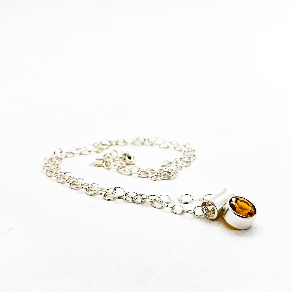 Sterling Teardrop Citrine Necklace