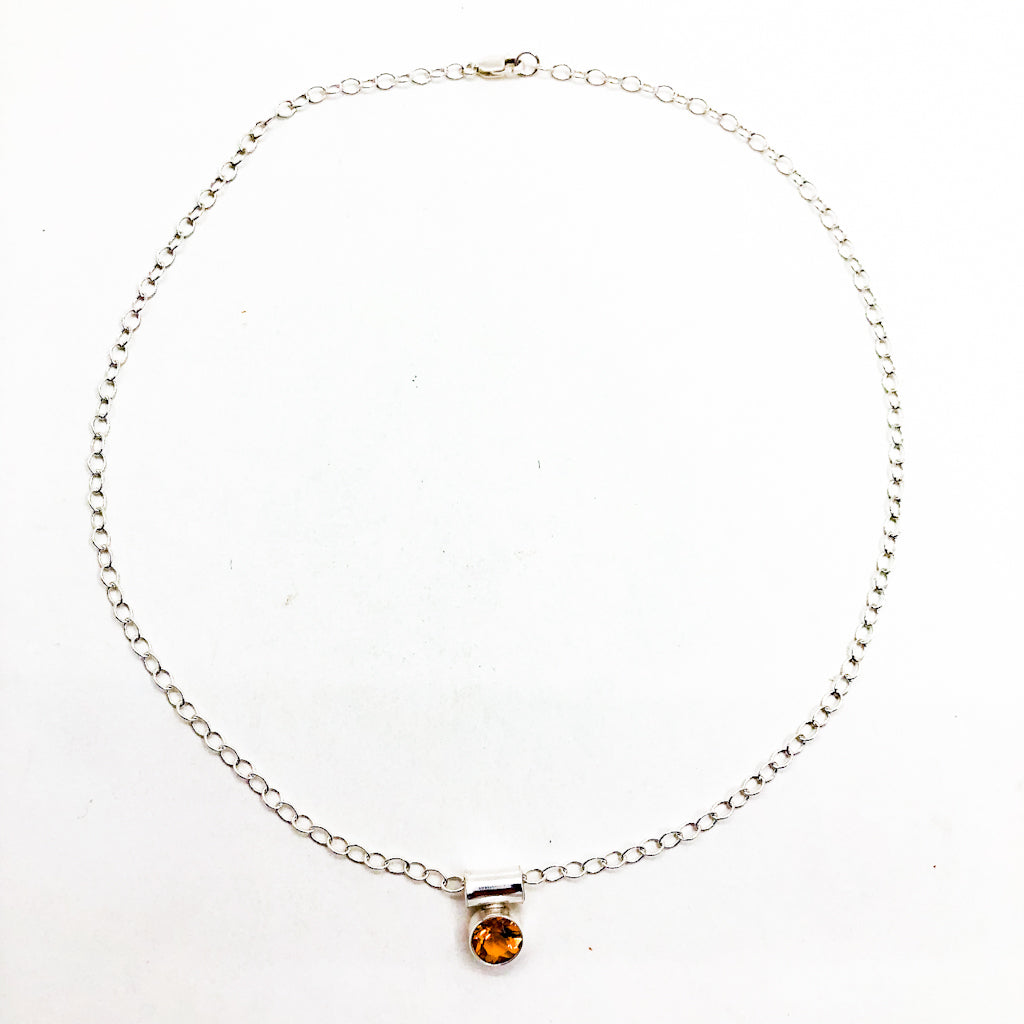 Sterling Teardrop Citrine Necklace
