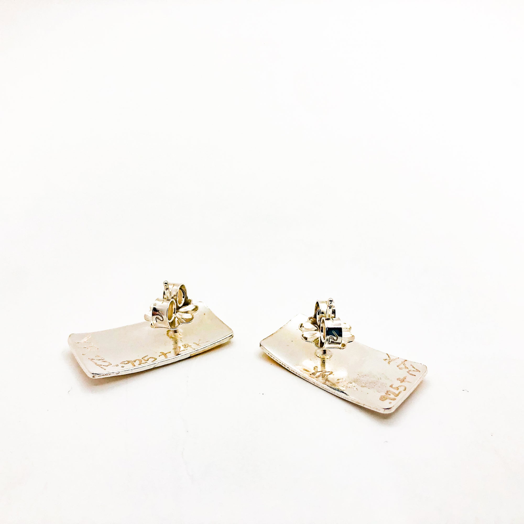 Sterling & 24k Cheesecloth Rectangle Earrings