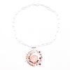 Sterling and 22k Natural Rose Quartz Solar Chart Necklace with Garnets