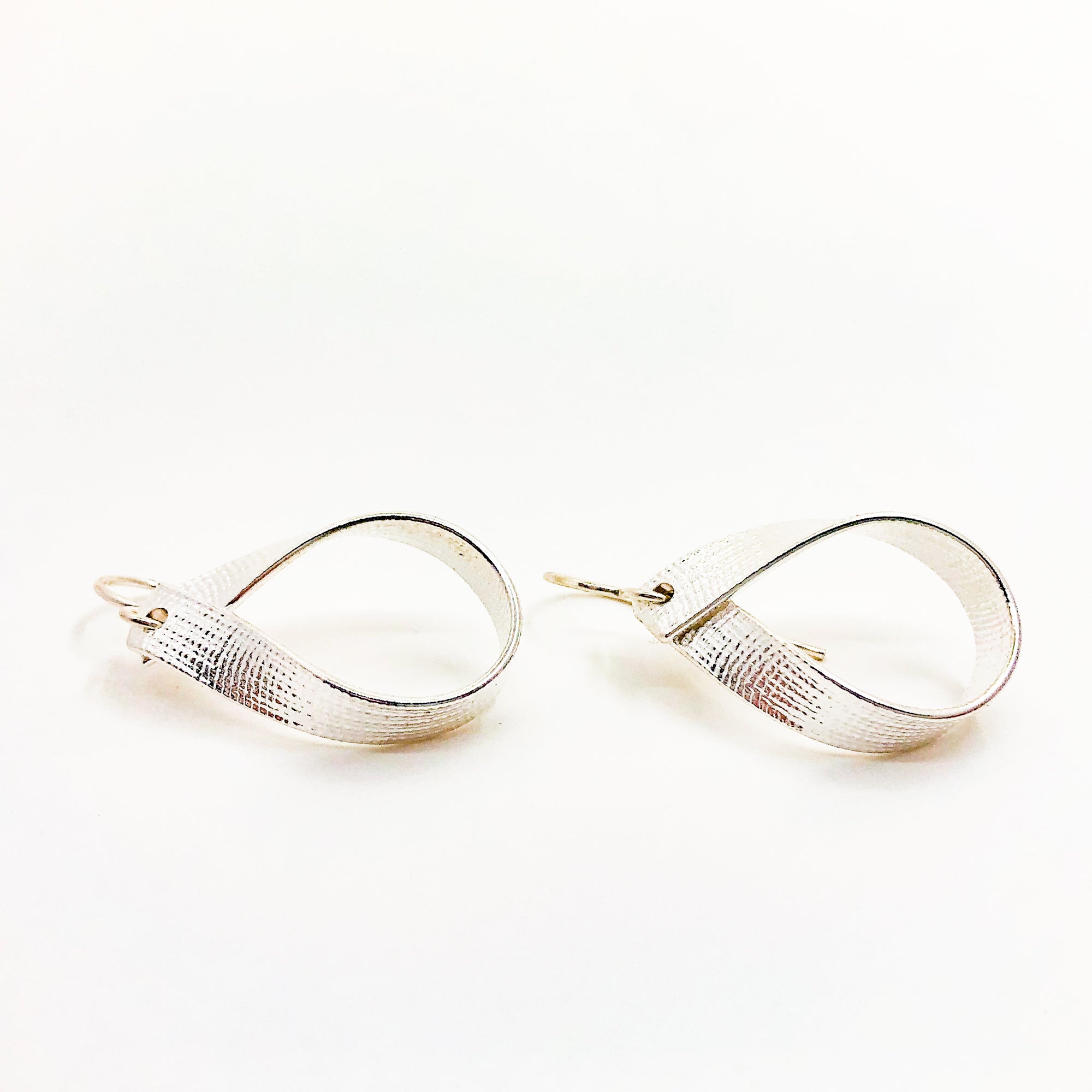 Small Sterling Anjou Earrings with Bandage Texture