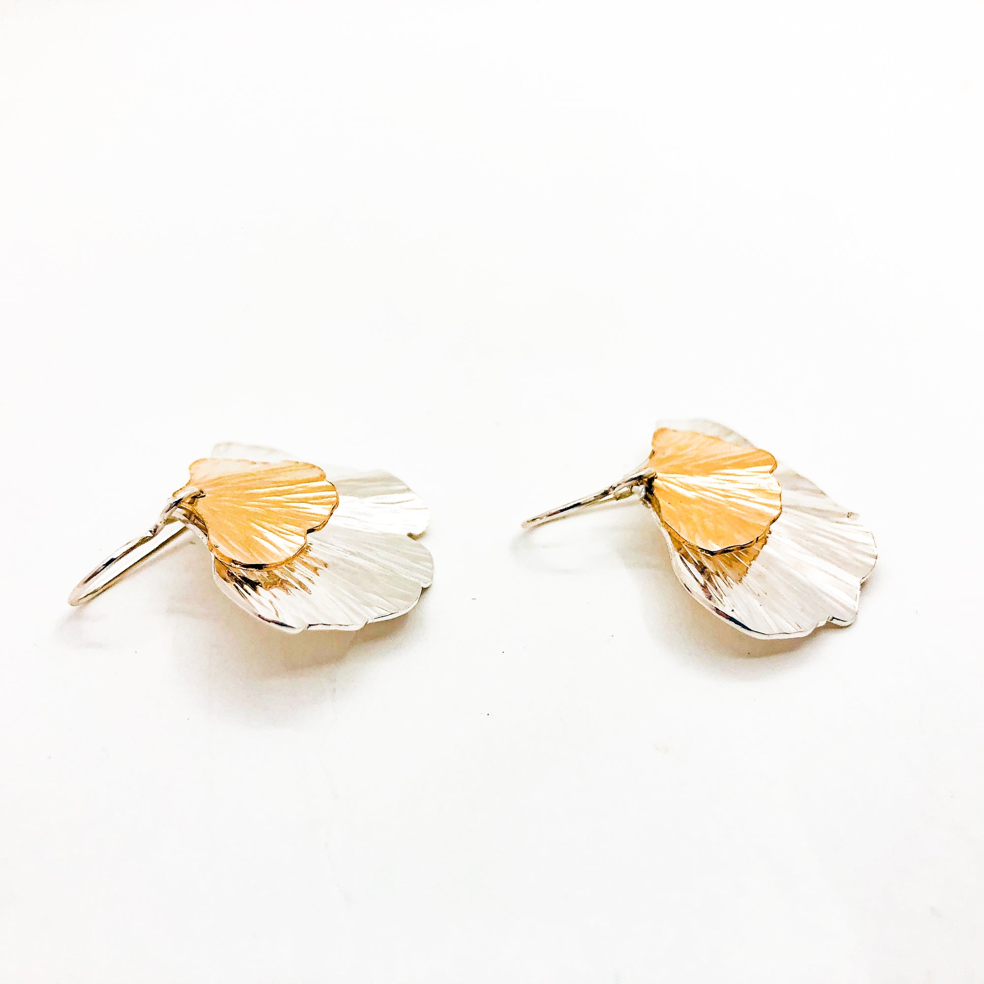 Sterling & 14k Gold Filled Ginkgo Earrings (6/4)