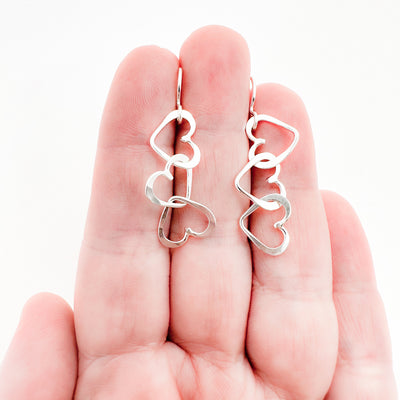 Small Triple Heart Earrings