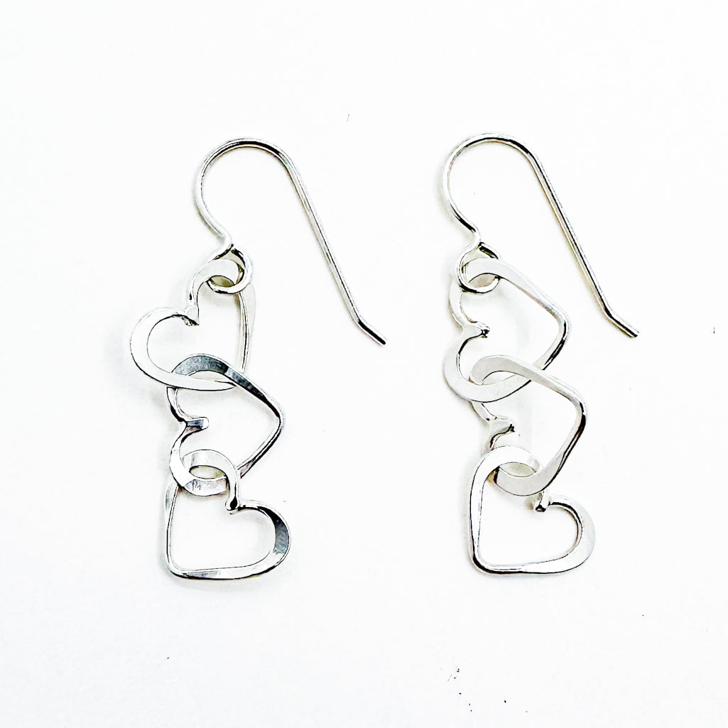 Small Triple Heart Earrings