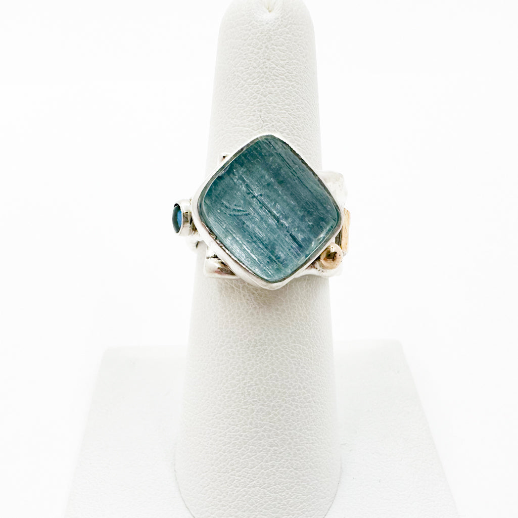 Crotch Hugger Aquamarine and Blue Topaz Ring