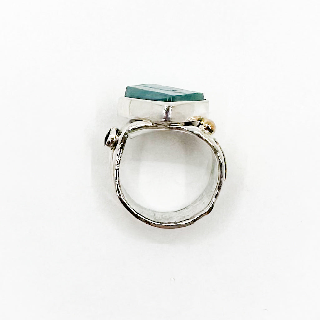 Crotch Hugger Aquamarine and Blue Topaz Ring
