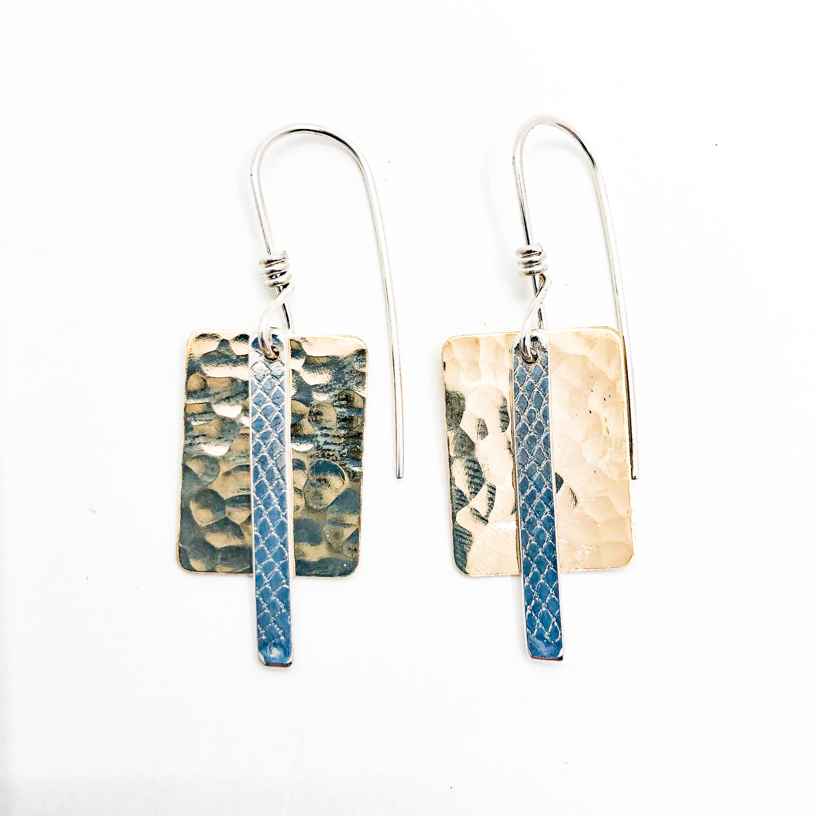 Sterling & 14k Gold Filled Susan Bi Rectangle Earrings