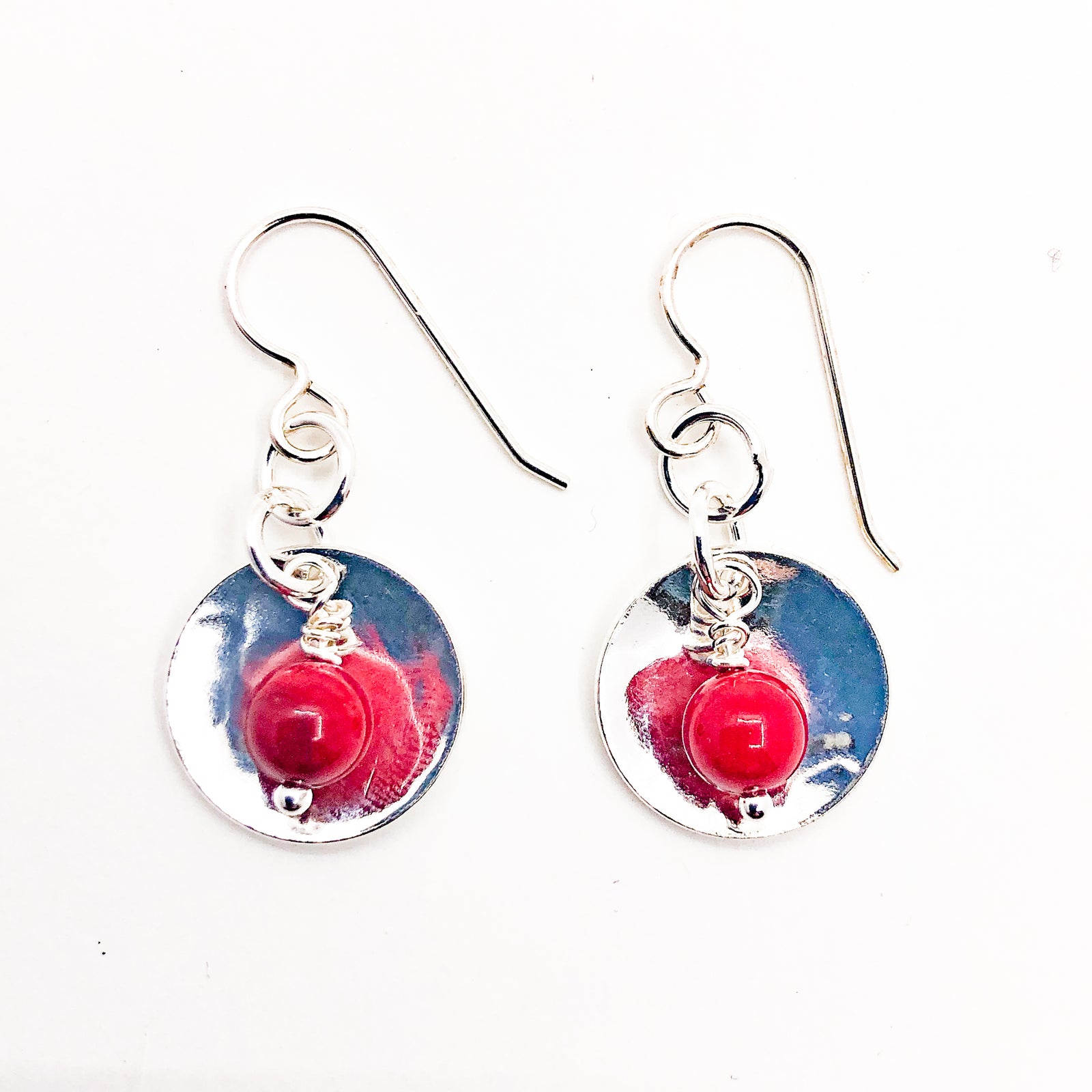 Sterling BP Oyster Earrings with Red Coral