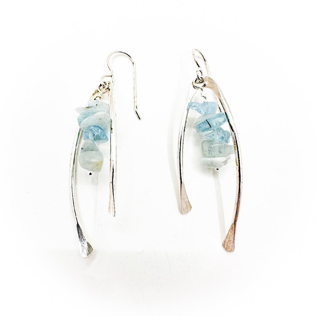 Wishbone Earrings with Gemstones