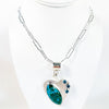 Sterling Azurite Malachite Heart with London Blue Topaz Necklace on Handmade Chain