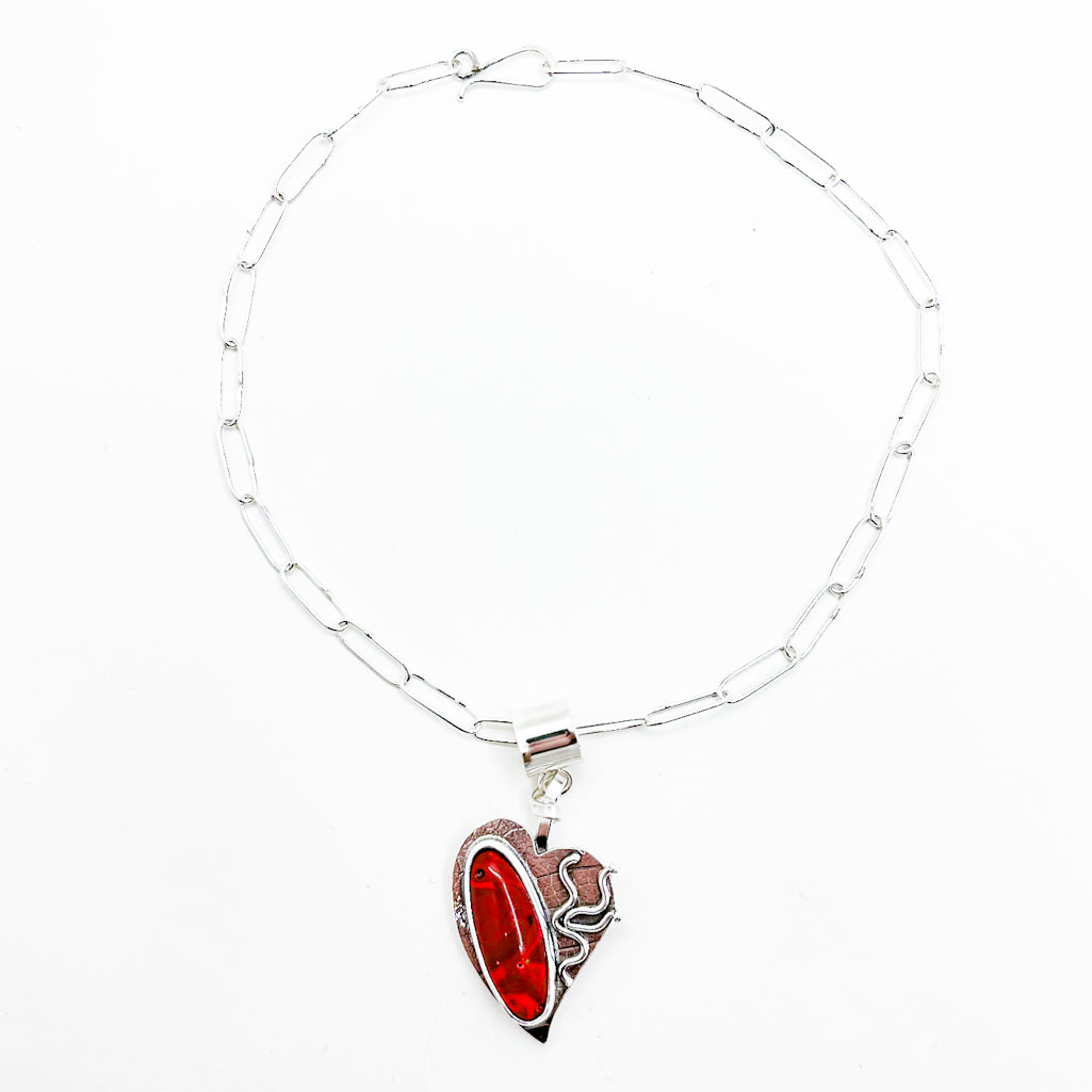Sterling Rosarita Heart Necklace on Handmade Chain
