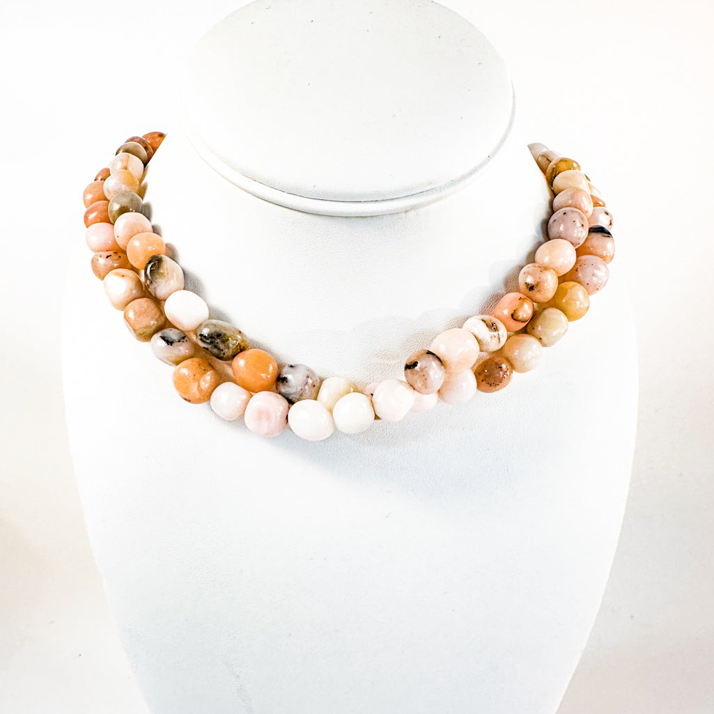 Blush Agate Bead Necklace