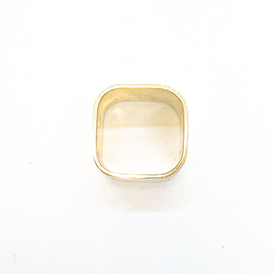 over top view of 14k Gold Square Stovepipe Ring by Judie Raiford in size 9