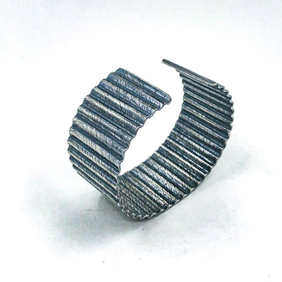 Oxidized Sterling Corrugated Cuff with Cheesecloth Texture