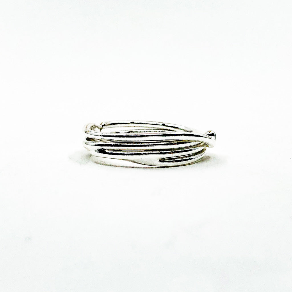 side view of Sterling Random Theory Skinny Ring by Judie Raiford