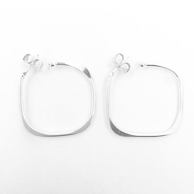 Sterling Square Forged Hoop Earrings