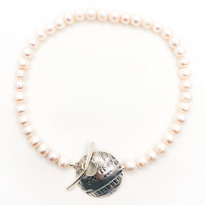 Sterling Cupcake Necklace with White Baroque Pearls