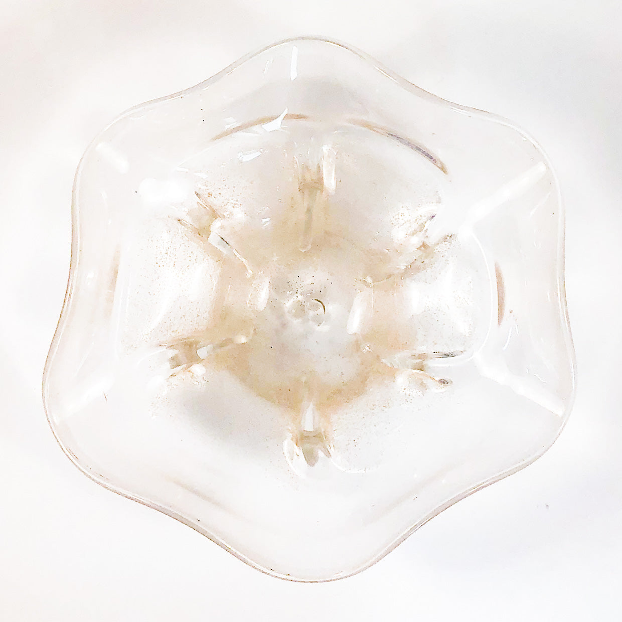 over top view of Small Bowl with White, Pink, and Blue Luster by Neal Drobnis