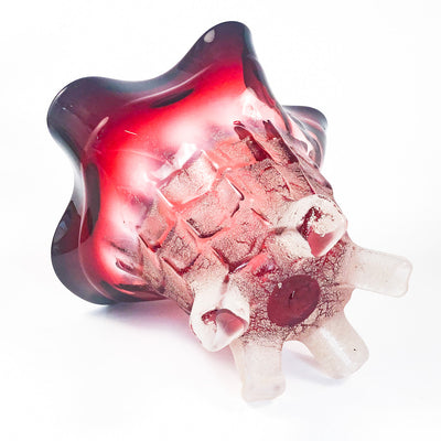 bottom angle view of Large Copper Ruby Bowl by Neal Drobnis