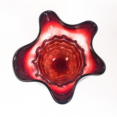 over top view of Large Copper Ruby Bowl by Neal Drobnis