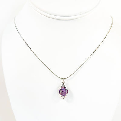 Sterling and Cubic Zirconia Amethyst Cage Necklace