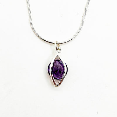 Sterling and Cubic Zirconia Amethyst Cage Necklace