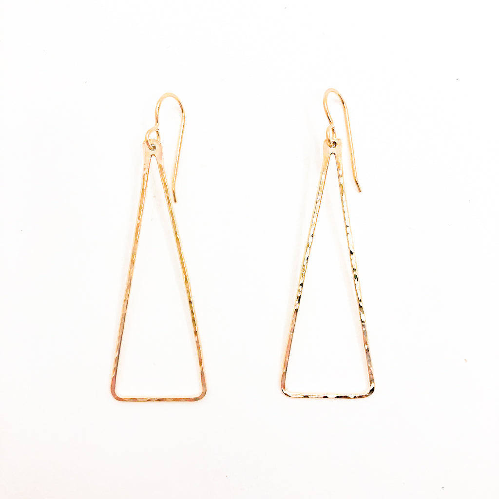 Skinny Hammered Triangle Earrings