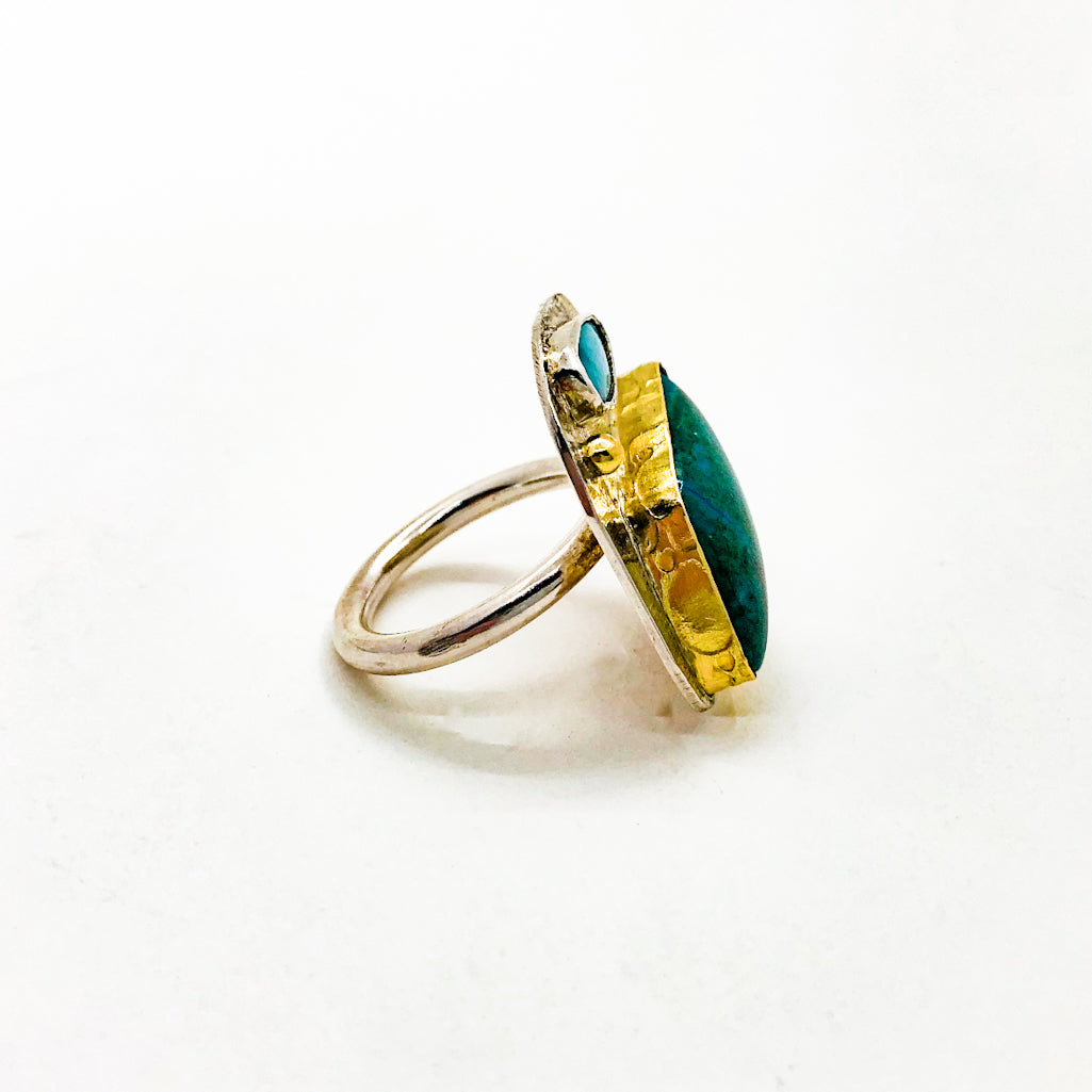 Koroit Opal and Chrysocolla Ring